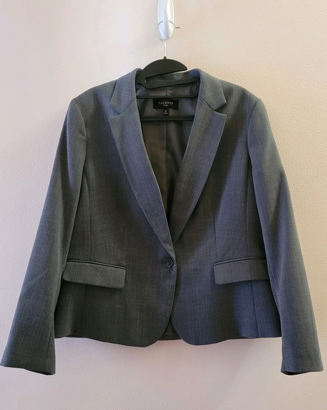 Talbots Linen Blazer Jacket Solid Gray One-Button… - image 1