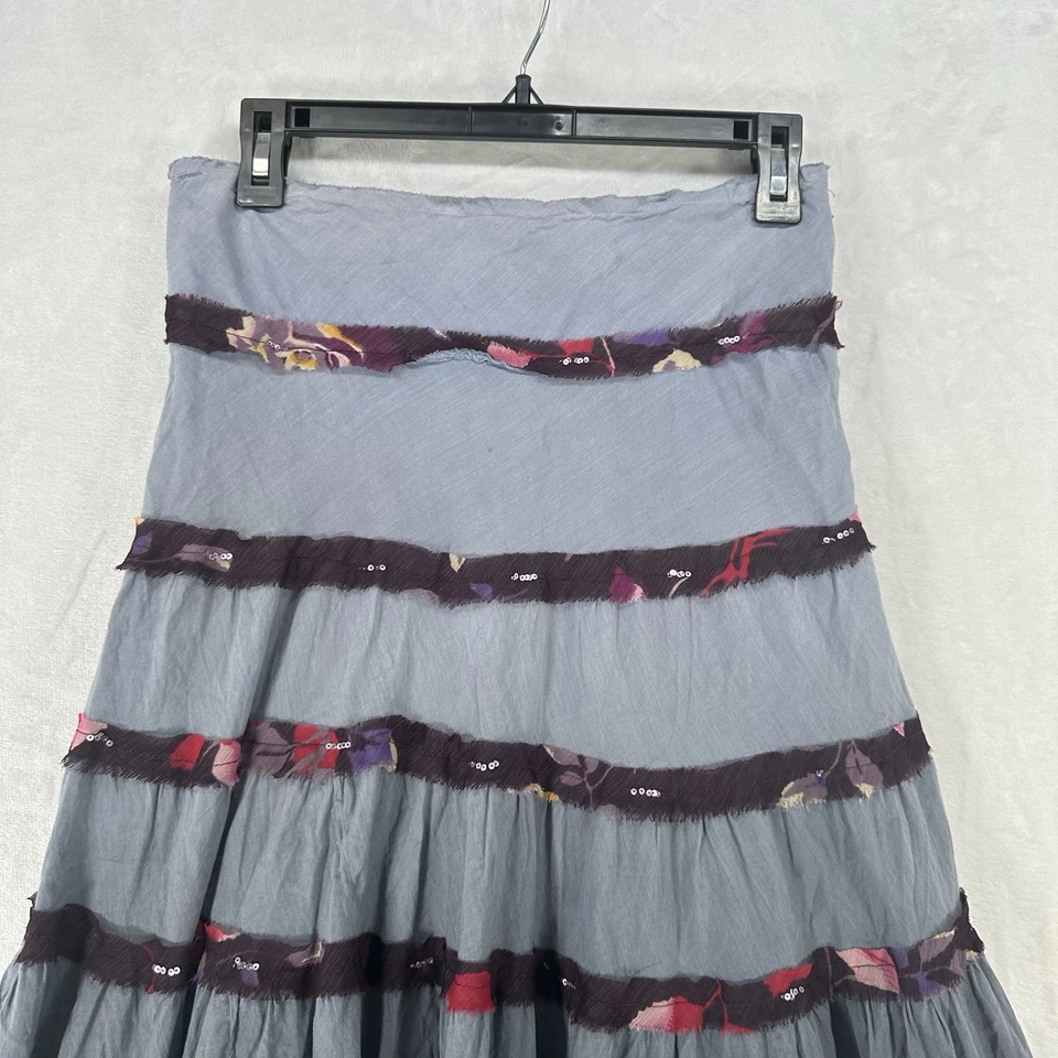 Vintage Gadzooks Skirt Womens S Blue Ombre Tiered Sequin Ruffle Boho Western Y2K - Image 2 of 4