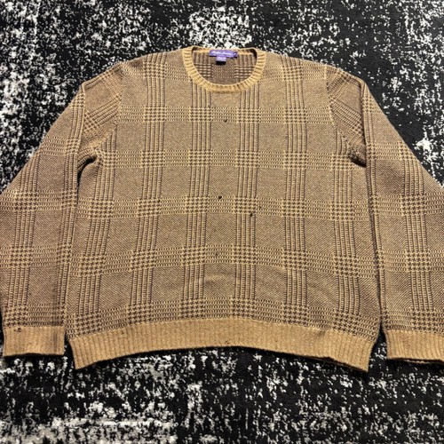 Ralph Lauren Purple Label, Ralph Lauren Purple Label Vintage 100% Cashmere Plaid Sweater Mens Large Italy
