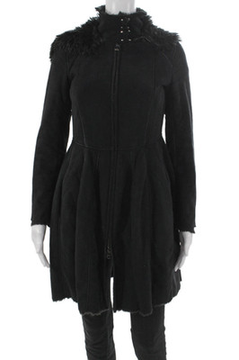 Armani Exchange Women Black Overcoat Zip Closure Polyester Size S