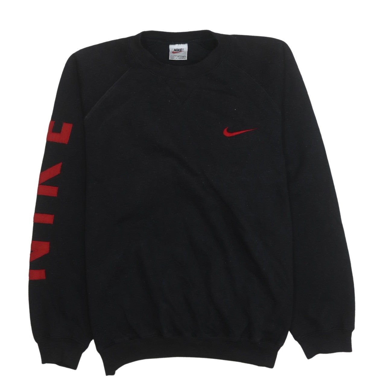 Sudadera pulóver para hombre Nike negra roja con logotipo ropa deportiva mediana
