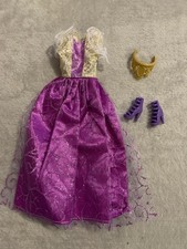 Disney Classic Doll Princess Rapunzel Short Sleeve Gown Dress Heels And Tiara