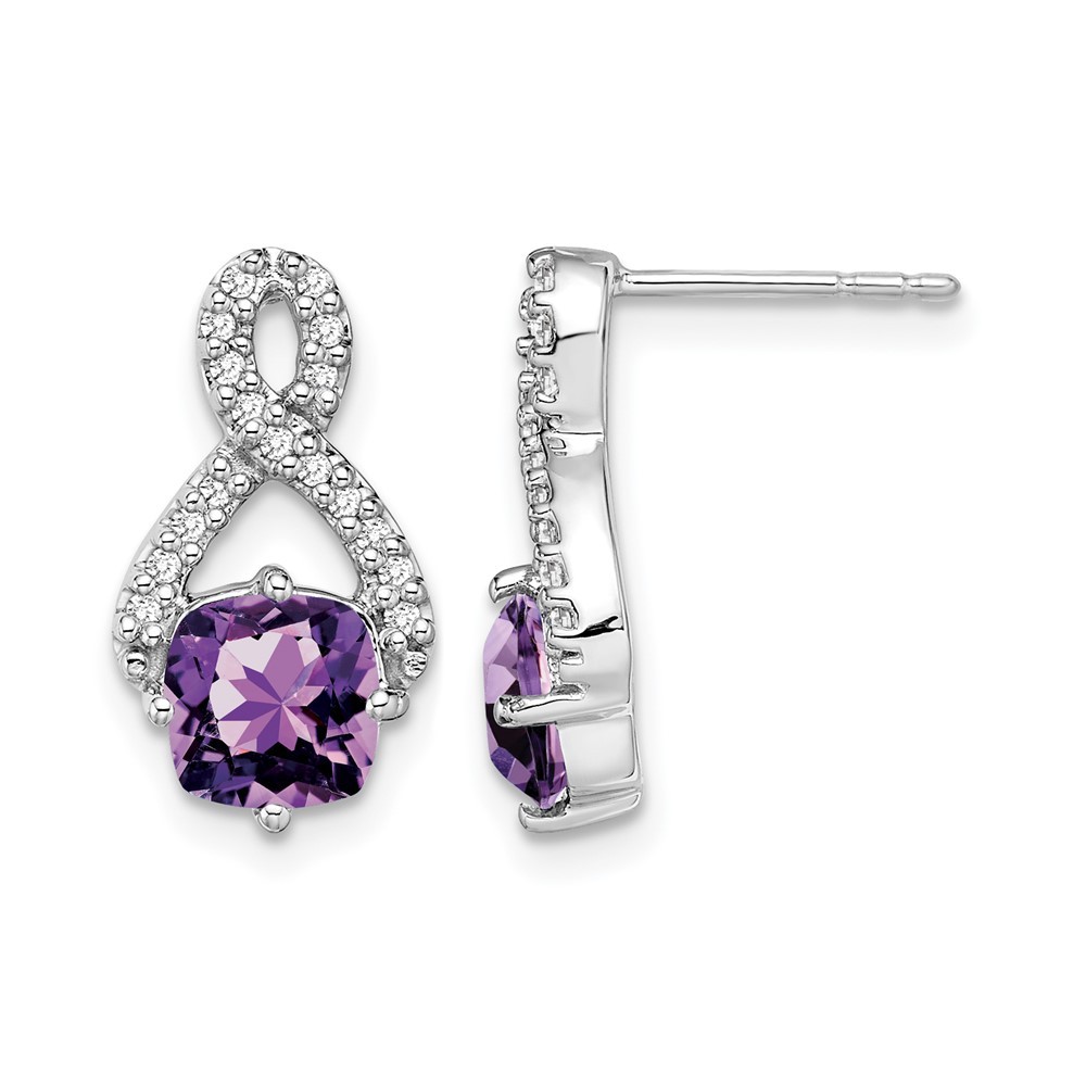 14k White Gold Amethyst and Diamond Drop & Dangle Earrings