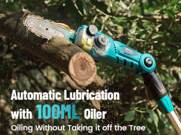 Cordless Pole Chainsaw Electric Pole Saws 15ft Reach 10 In Blade 4000mAh Battery