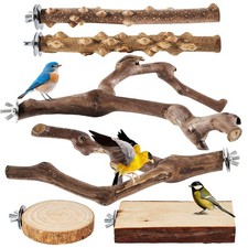 Bird Perch Stand 6 Pieces Wooden Anti-Slip Climbing Toys Bird Perches