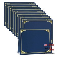 Certificate Holder Pack - Navy Blue Diploma Cover - Gold Foil Border - 12 - Hard