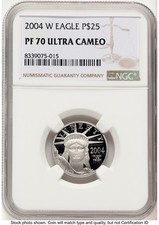 2004-W Proof Platinum Eagle 1/4 oz Brown Label NGC PF70 (778006031) 3328.00 per troy oz