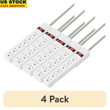 6-Outlet Indoor Power Strip 8ft Braided Cord with Circuit Breaker 2 Pack White