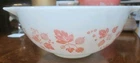 Vintage Pyrex White & Pink Gooseberry 443 Cinderella Nesting Bowl 2 1/2 Quart