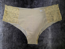 PINK by Victoria's Secret Yellow Lace Trim Cheekster Tanga Panty Size L