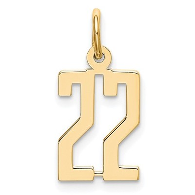 14 Karat Gelbgold kleine längliche Zahl 22 Anhänger Halskette Damen