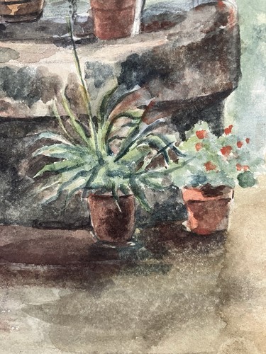 Aquarelle Ecole Française Fin XIX-Début XXe Jeune femme au puits Projet au dos - Photo 4/13