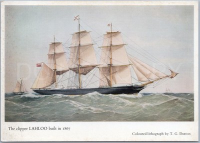 Greenwich Postkarte Clipper Lahloo Schiff Meer London England Künstlerisch