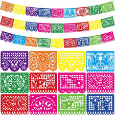 3 PCS Cinco De Mayo Decorations, Plastic Mexican Party Banner 55.2 FT Papel Pica