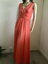 Stunning Vtg Trina Lewis & Marjon Couture Tangerine Formal Evening Dress