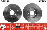 2X Bremsscheibe TRW DF4357 FüR Nissan Primera Almera Tino P12 V10 Hatchback WP12