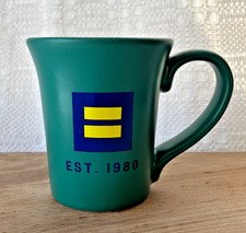 Human Rights Equality Green Mug / Cup EST 1980 Made In USA. EUC Sturdy & Heavy
