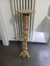 Piedistallo Vintage Elefanti e Divinità Stile Indiano Colonna Pasta Avorio 90cm