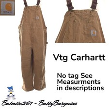 VTG Carhartt Mens 54x30  No Size Tag Brown Duck Canvas Bib Overall Double Knee