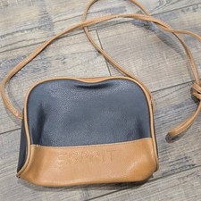 Esprit borsa a tracolla vintage nera marrone colorblock ciottoli piccola borsa anni 90 viaggio