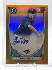 2014 Bowman Draft Chrome Pick Gold Refractor 20/50 Nick Wells #BCA-NW Auto