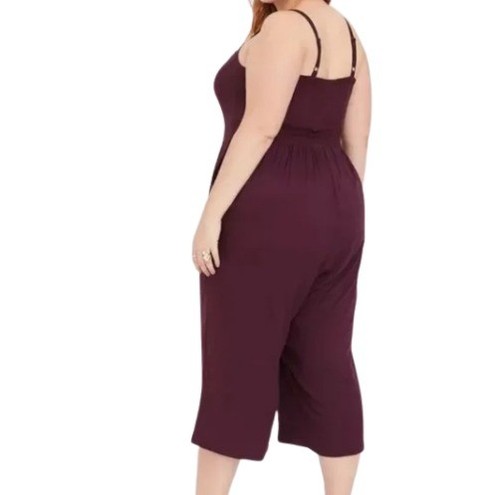 Torrid Damen Challis Schnür-Coulotte-Overall burgunder gesmokte Taschen Plus 2X - Bild 4 von 5