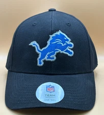 Detroit Lions NFL Adult Adjustable Black Hat Cap OSFA Classic Logo