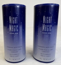 Lot 2 NOS Sealed Avon Night Magic Evening Musk Shimmering Body Powder 1.4oz