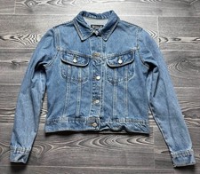 VNTG 90s Ralph Lauren Polo Jeans Co denim jacket USA flag patch SPELLOUT Sz Smal