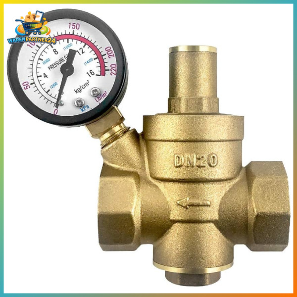 Messing Wasserdruckminderer DN20 Mit Manometer - Qwork®-image