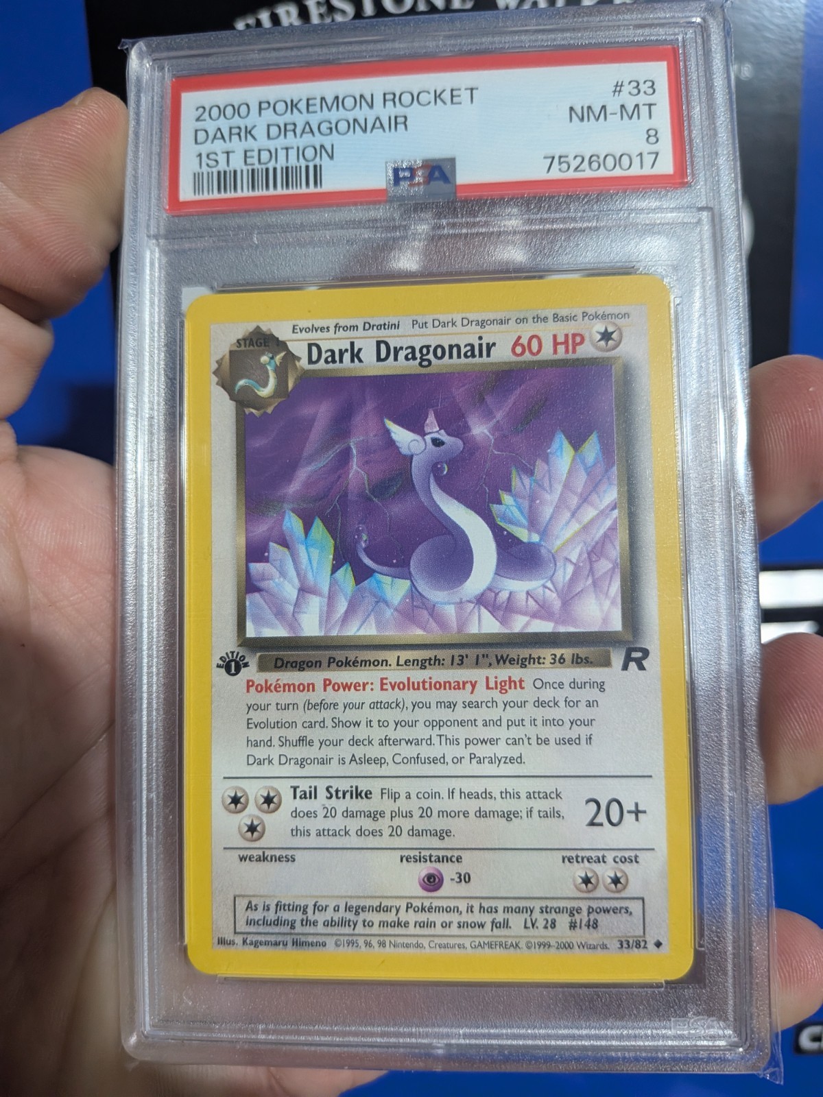Dark Dragonair #33 1st Edition - 2000 Pokemon Rocket - PSA 8