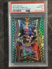 2024 SELECT MICHAEL PENIX JR. FIELD LEVEL ROOKIE DRAGON SCALE PRIZM SP/70 PSA 10