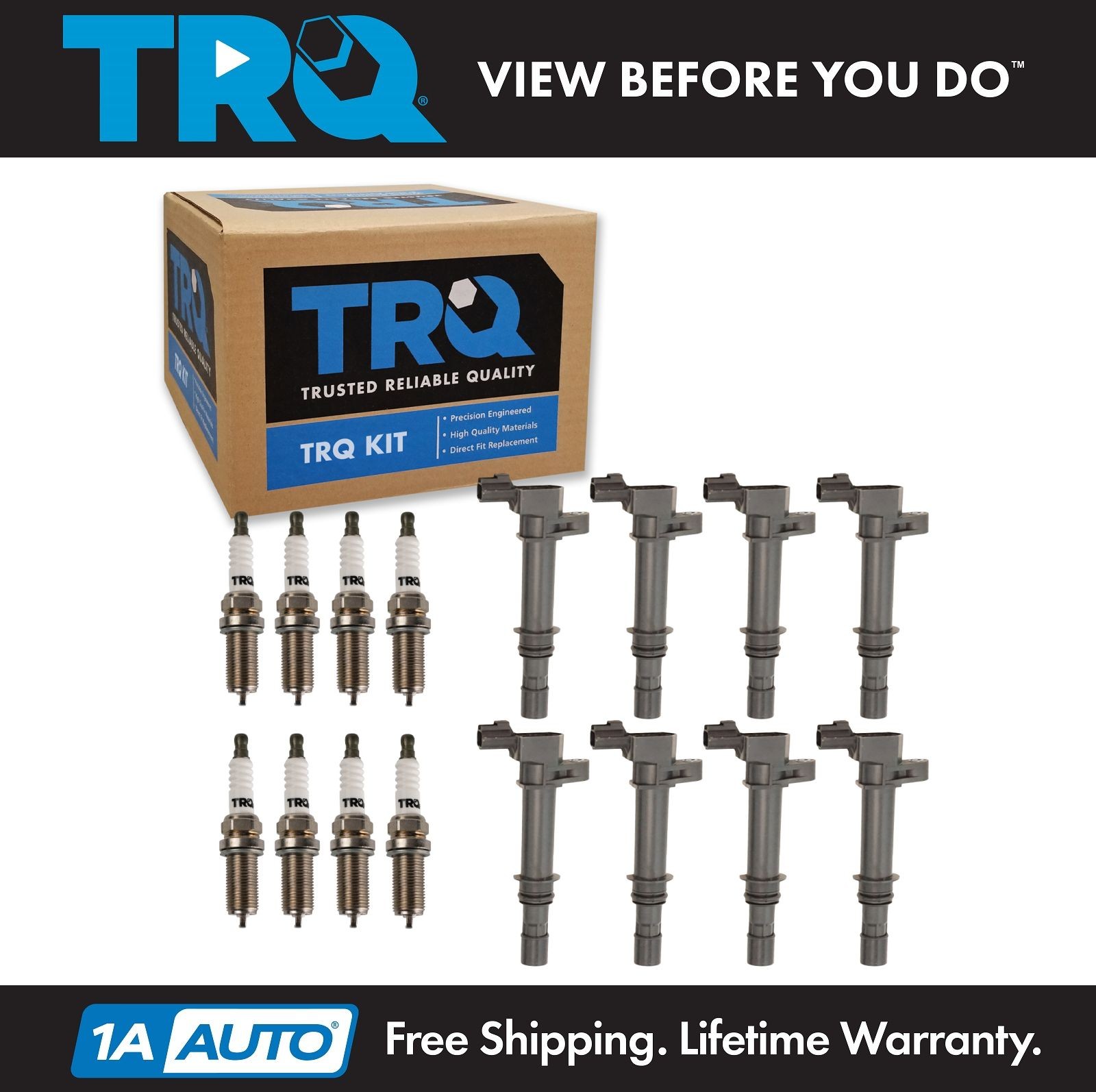 TRQ Ignition Coil  Iridium Spark Plug Kit Set for Chrysler Dodge Jeep 4.7L V8