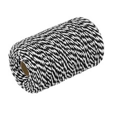 Cotton Rope Twisted Braided Rope Cord, Black and White 200M/218 Yard 2mm Dia