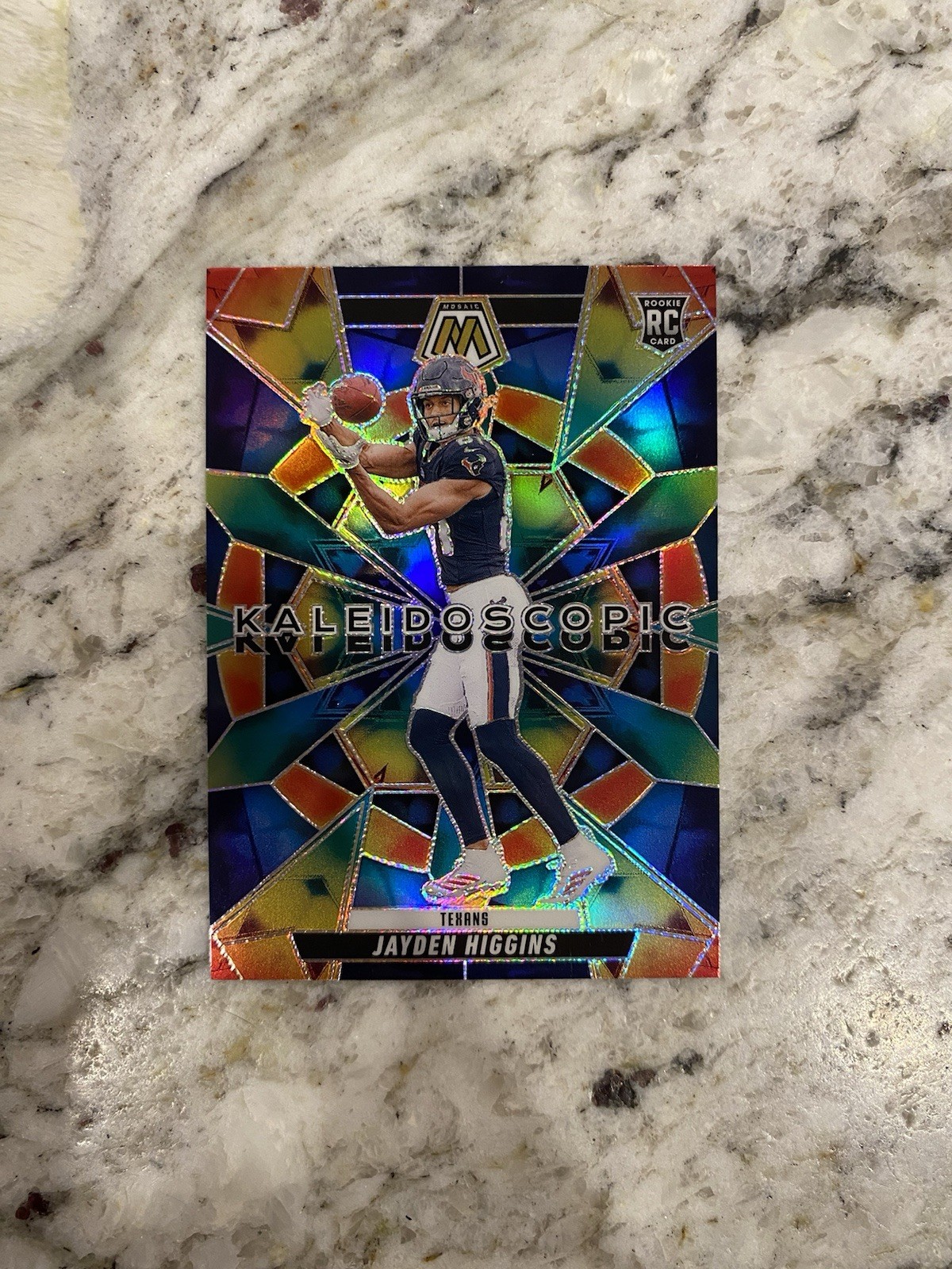 Jayden Higgins 2025 Panini Mosaic Kaleidoscopic SSP Case Hit Rookie #23 Texans