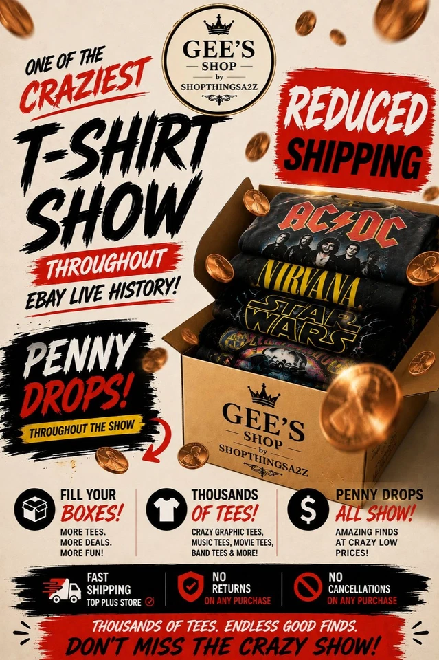🔥 CRAZIEST 🤪 T-SHIRT SHOW | REDUCED Shipping | Penny Drop EVERY 10 ITEMS
