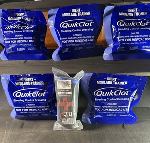 5 QuikClot Bleeding Control Dressing INERT Trainers with Snakestaff Training TQ