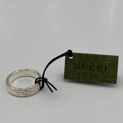 Gucci Diagonal Interlocking G Ring Size 6MM - Silver - Used Very Good Ships Free