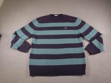 Lacoste Sweater Mens Large 5 Blue Striped Jumper Preppy Crewneck Tennis Aligator