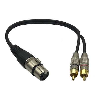 1ft XLR Female to 2 RCA Male Y Splitter Cable 3 Pin Audio Adapter