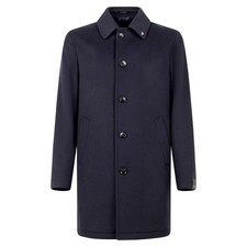 Sartoria Latorre - Cappotto blu monopetto in lana e cashmere per uomo