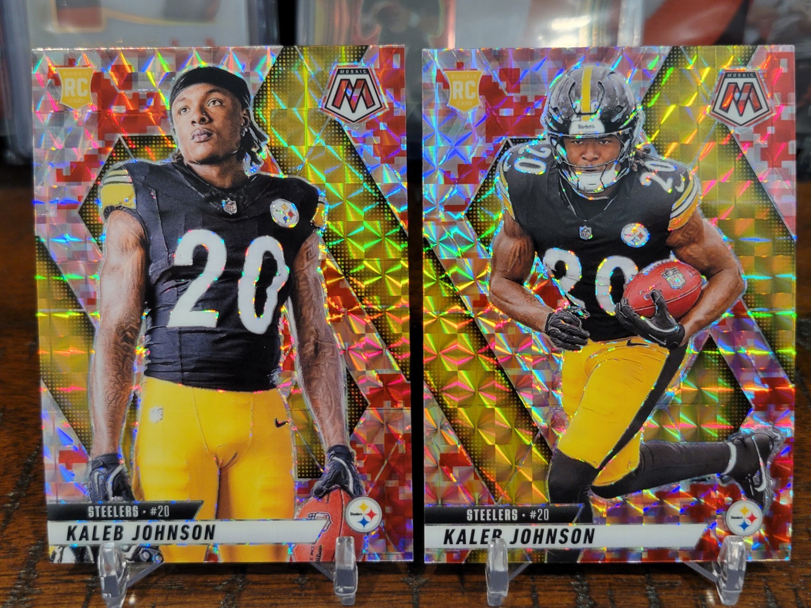 2025 Panini Mosaic Kaleb Johnson RED CAMO SP Rookie Variation #289 + #315 RC 