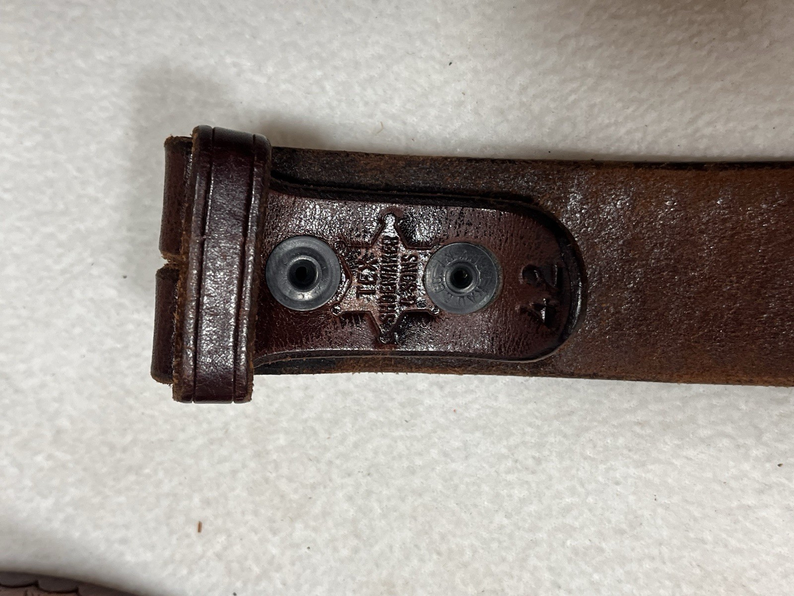 Vtg 42 Tex Shoemaker 2” Basket-Weave Leather Duty Belt Brown Removable Buckle