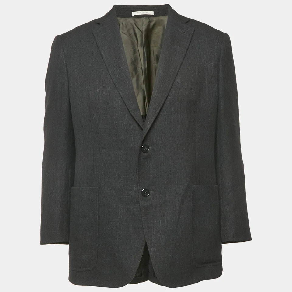Blazer Armani Collezioni Negro Mezcla Lino Sartorial Deco L