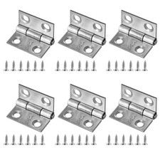 6 Pack 1 Inch 304 Stainless Steel Mini Flat Hinges for Cabinet Wood Box