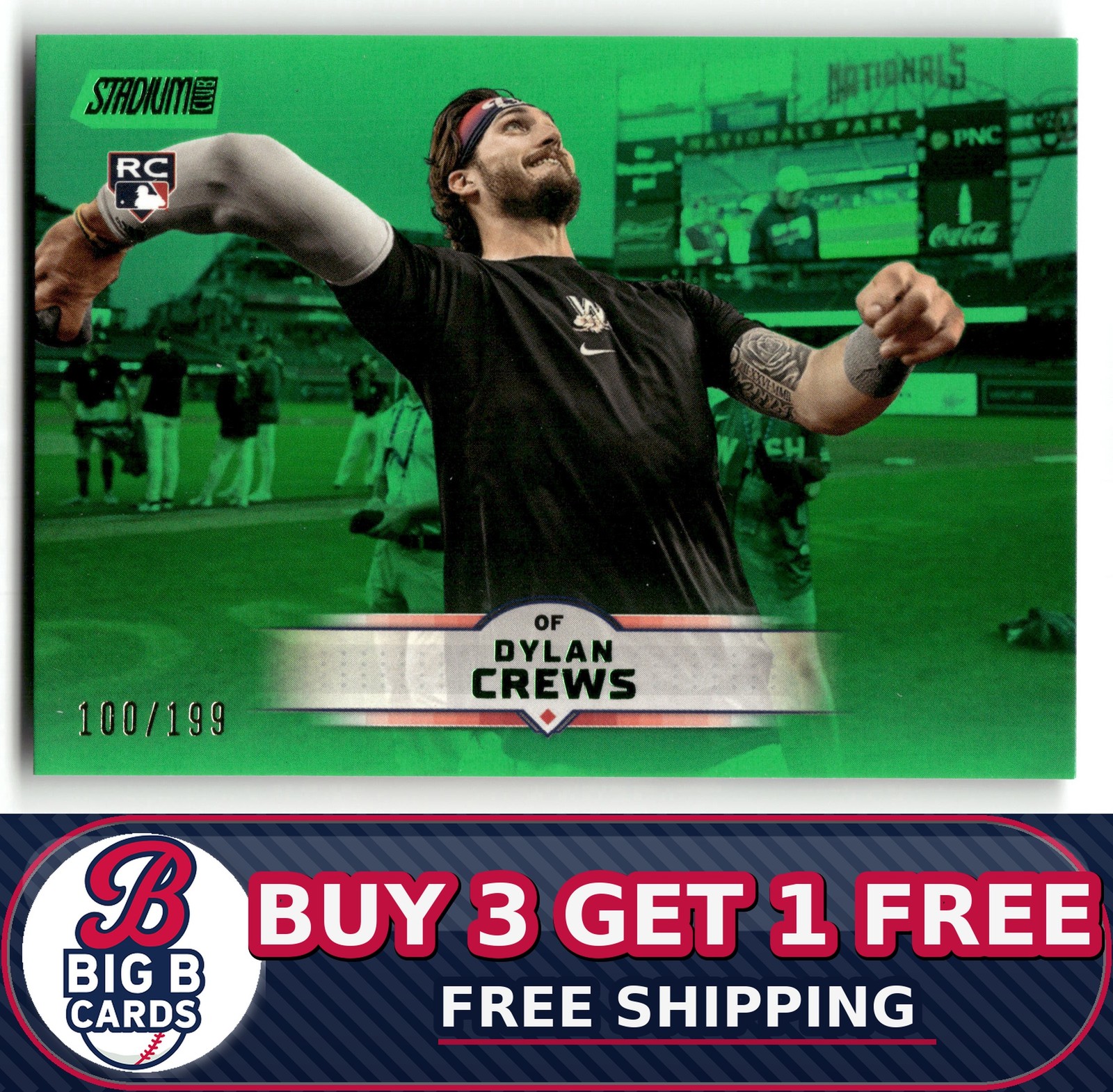 2025 Stadium Club Dylan Crews #102 Green Foil SN,RC Washington Nationals #/199