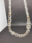 Vintage Austrian Crystal Graduated Cube Bead Necklace Gold  — photo 5