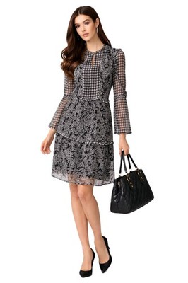 Alba Chiffon Kleid im Muster-Mix offwhite-schwarz Gr. 42, Gr. 46 0922220538 (G)