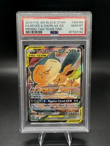 2019 POKEMON SM BLACK STAR PROMO #SM169 FA/EEVEE & SNORLAX GX PROMO-TAG TEAM