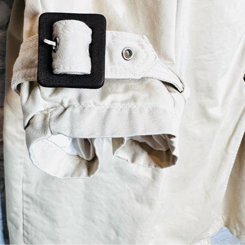 Alpha Industries Men's Cotton Trench Coat Size Medium Tan Khaki Heavy Belted - 第 6/13 張圖片